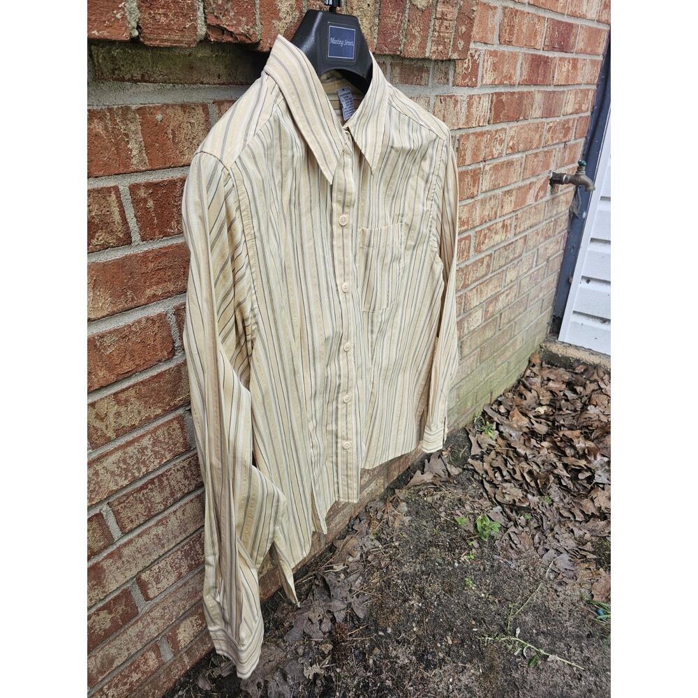VTG Liz M Striped Button Down Shirt Long Sleeve Lurex Shimmer Cottagecore Gwee